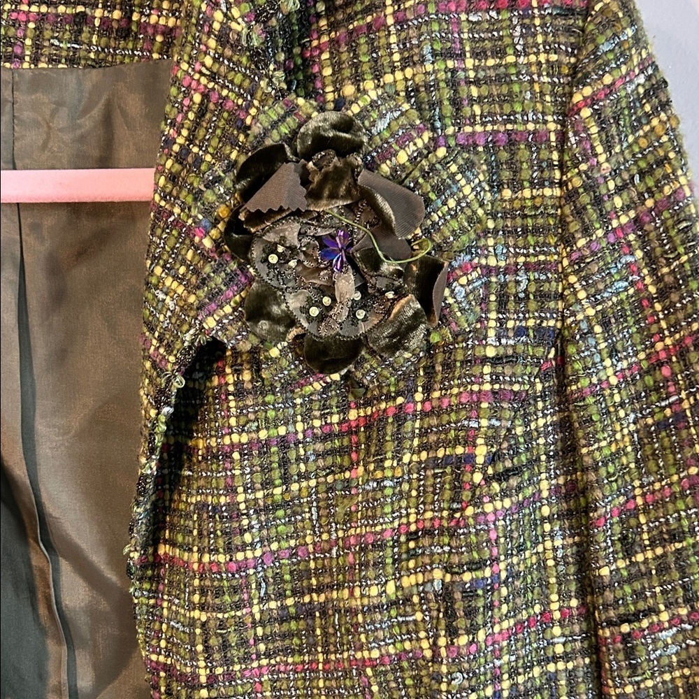 Vintage Express Design Studio Women's Green Tweed Blazer - Picture 3 of 5